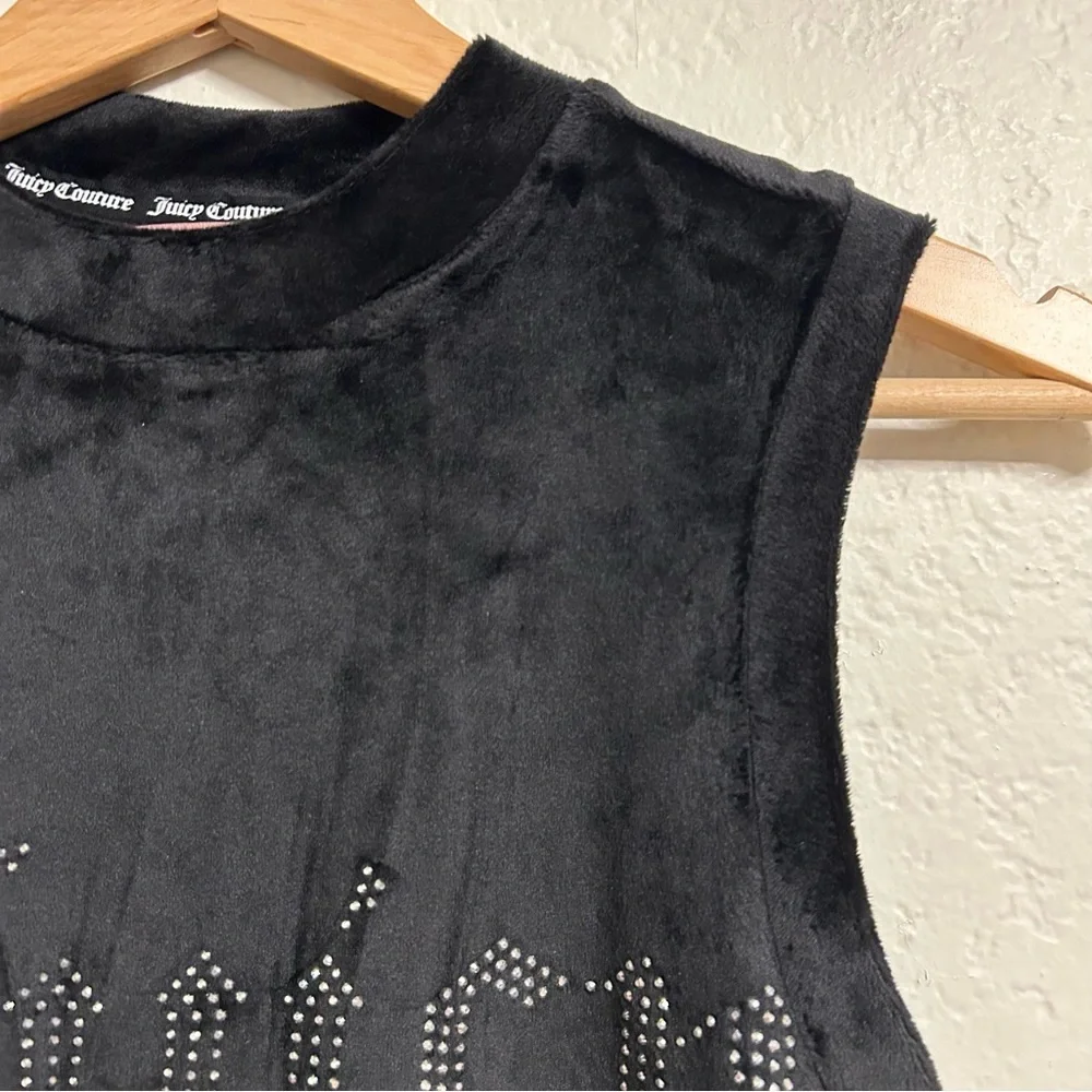 Juicy Couture Black Velour Bedazzled Sleeveless Pajama Top, Size S - Picture 2 of 6